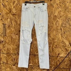 Levi's 511 Distressed Rip Denim Straight Leg Jeans Hipster Grunge Trucker 30x32